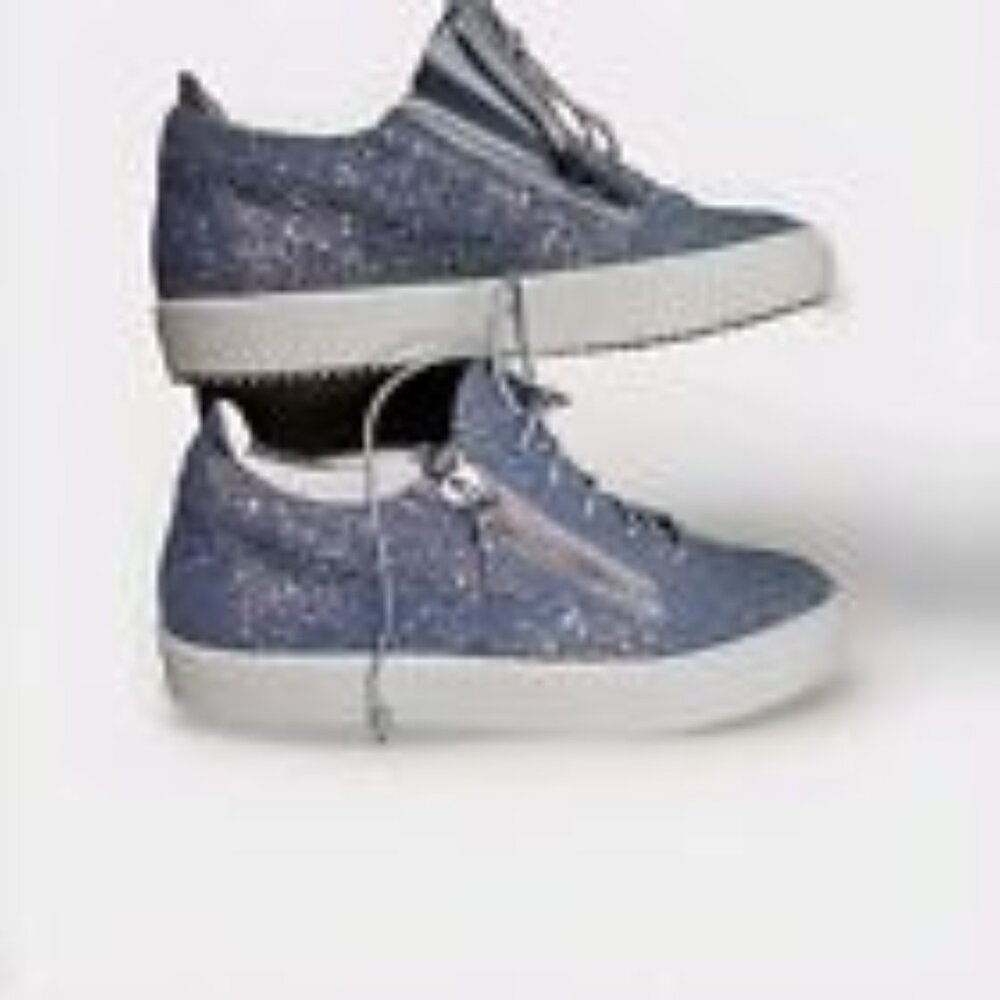 Giuseppe Zanotti Women's low top sneakers shoes ice blue glitter US 10 - EU 40